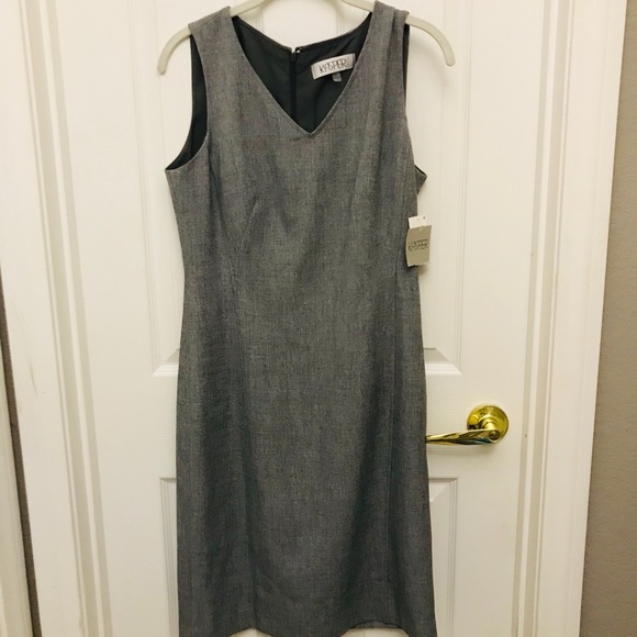 Kasper V Neck Dress Grey NEW NWT SZ 6 career dress - Picture 5 of 5